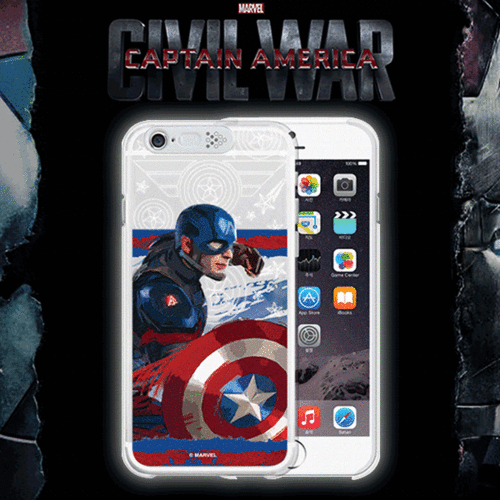 [SG DESIGN] iPhone6/iPhone6 Plus 정품 마블 시빌워 Lighting Clear Art Case - 캡틴아메리카 (Captain America_Silver)